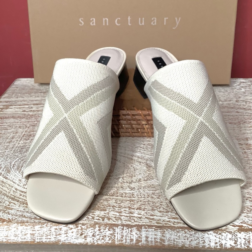 Sanctuary Women's White Knit Slide Sandals